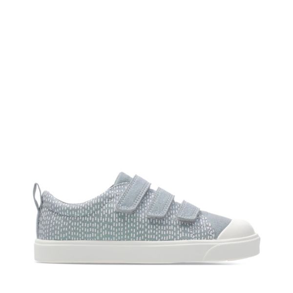 Clarks Girls City Flare Lo Kid Canvas Silver Metal | CA-6987431